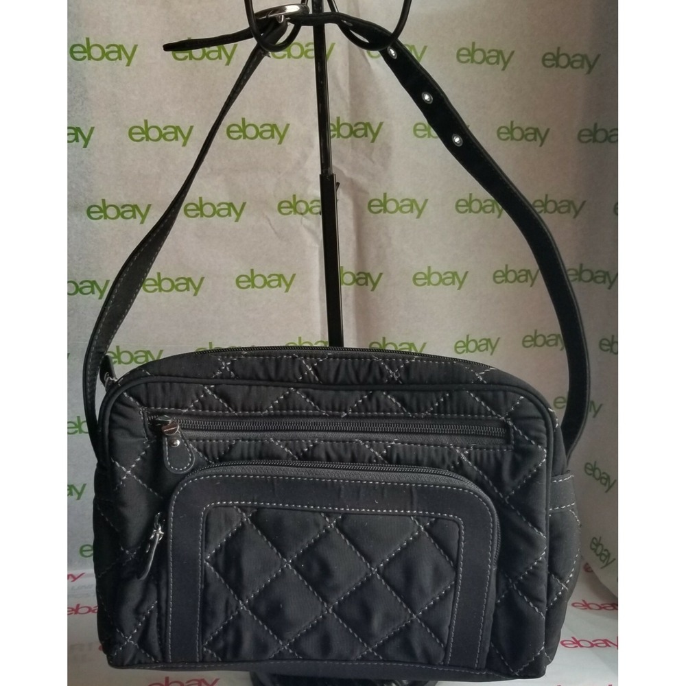 VERA BRANDLEY Shoulder Bag Black Quilted Shoulder Bag Purse VTG/Y2K/Retro Preppy